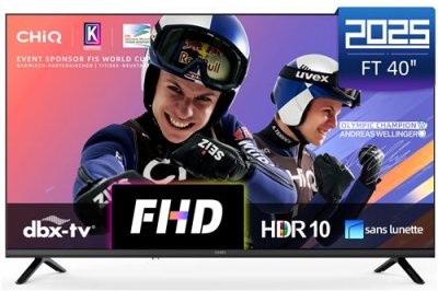 CHIQ  L40FT - T&eacute;l&eacute;viseur 40 Full HD HDR10 Google TV Chromecast int&eacute;gr&eacute; design m&eacute;tal sans cadre