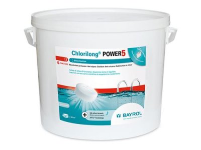 BAYROL Chlorilong Power 5 - 10 kg de  - Chlore, oxyg&egrave;ne actif, brome