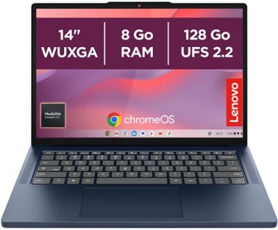 LENOVO Chromebook 14m8911 14"" Mediatek Kompanio 8 Go Ram 128 Go Emmc Bleu Cosmique