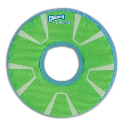 CHUCKIT ! 2 Pack of Max Glow Zipflight Dog Toys, Medium 8.5-Inch