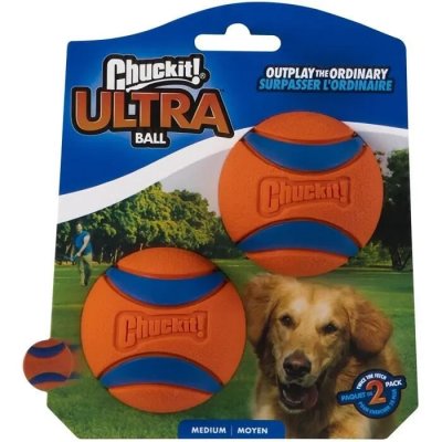 CHUCKIT ! Balle Ultra Durable 2-Pk M En Caoutchouc &Oslash; 6,5cm - Pour Chien