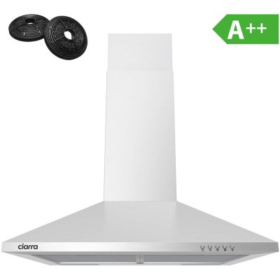 CIARRA  201ss60 hotte murale 370m3/h filtres inclus classe a inox CBCS6201