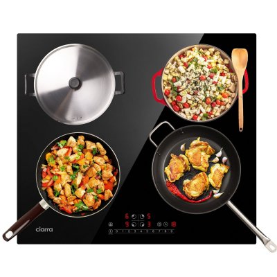 CIARRA  4-zone plaque induction 59cm 7200w boosters auto-d&eacute;tection noir cd4bbih CD4BBIH