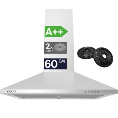 CIARRA  CBCS6201-OW Hotte Murale 60cm 370m&sup3;/h Recyclage ou Evacuation Classe A
