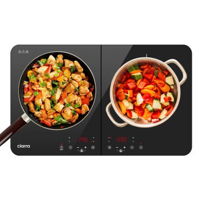 CIARRA  - Cbtih2 Plaque Induction Sensitive 2 Foyers 3500W Lcd Securite Enfants Minuteur Noir