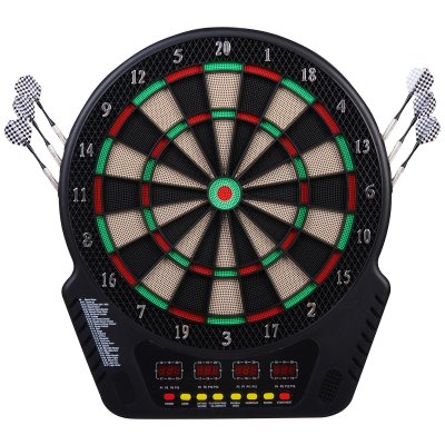 HOMCOM Cible jeu de flechettes &eacute;lectronique 243 jeux vari&eacute;s noir