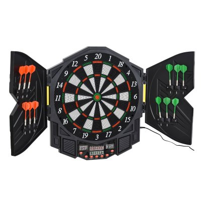 HOMCOM Cible jeu de fl&eacute;chettes &eacute;lectronique 27 jeux 8 joueurs haut-parleur