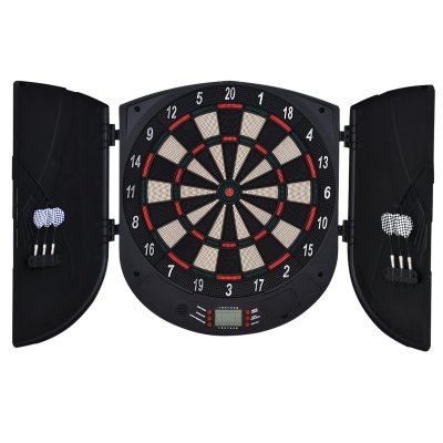HOMCOM Cible jeu de fl&eacute;chettes &eacute;lectronique refermable 26 jeux 8 joueurs