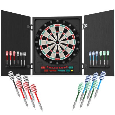 HOMCOM Cible jeu de fl&eacute;chettes &eacute;lectronique refermable 27 jeux 8 joueurs