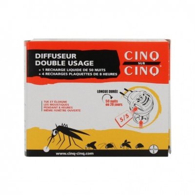 CINQ SUR CINQ  diffuseur double usage 50 nuits ou 20 jours 1 pi&egrave;ce