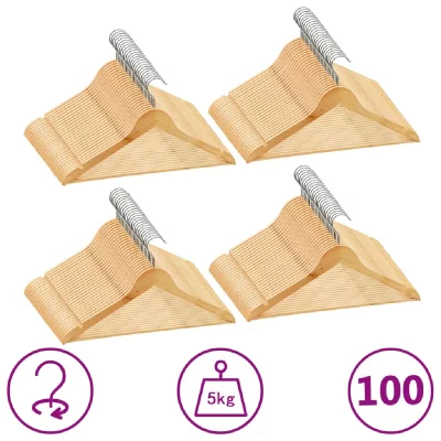 VIDAXL Cintres antid&eacute;rapants 100 pcs Bois dur  Marron