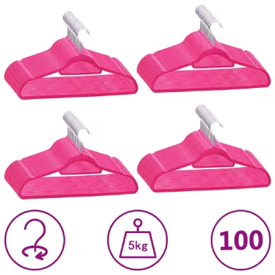 VIDAXL Cintres antid&eacute;rapants 100 pcs Rose Velours  Rose