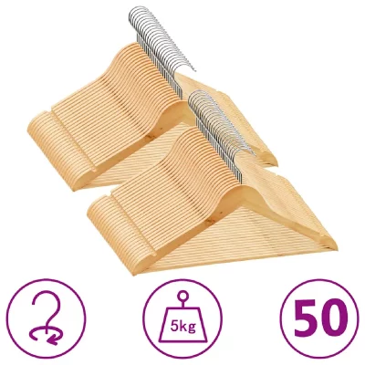 VIDAXL Cintres antid&eacute;rapants 50 pcs Bois dur