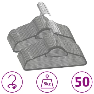 VIDAXL Cintres antid&eacute;rapants 50 pcs Gris Velours  Gris