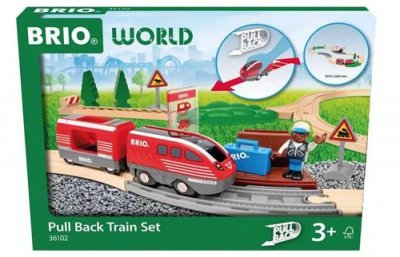 Circuit Train En Bois Brio 28 Pi&egrave;ces Rouge Et Gris 36102