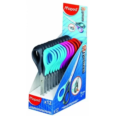 MAPED Ciseaux Etudiants Sensoft 3D 16 cm, anneaux souples rouge