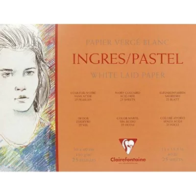 CLAIREFONTAINE  96483c Bloc Ingres-Pastel 30x40 Cm 25 Feuilles Blanc