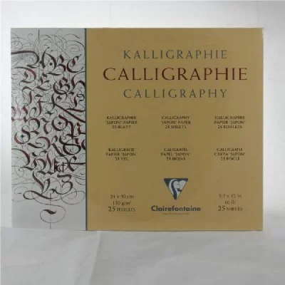 CLAIREFONTAINE  Calligraphie bloc coll&eacute; 25F 24x30cm 130g - Lot de 4