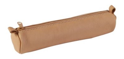 CLAIREFONTAINE   trousse petite ronde, cuir naturel noir