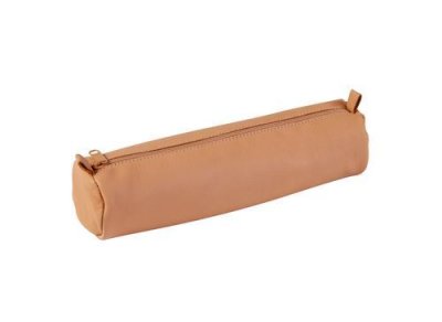 CLAIREFONTAINE   trousse ronde, cuir naturel noir