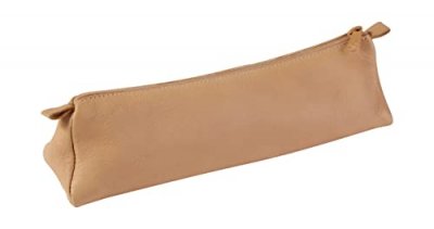 CLAIREFONTAINE   trousse trap&egrave;ze, cuir naturel noir