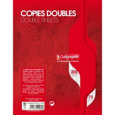 GENERIQUE Clairefontaine Copies Doubles Non Perf. S/Film 17x22 200p S&eacute;y&egrave;s 70g