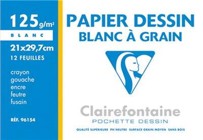 GENERIQUE Clairefontaine Dessin &agrave; Grain pochette 12F A4 125g - Lot de 10