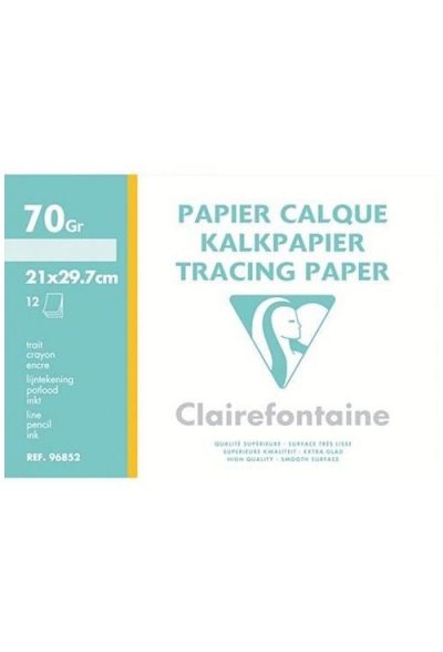 CLAIREFONTAINE  - Papier calque - 21 x 29,7 - 12 feuilles - 70/75G