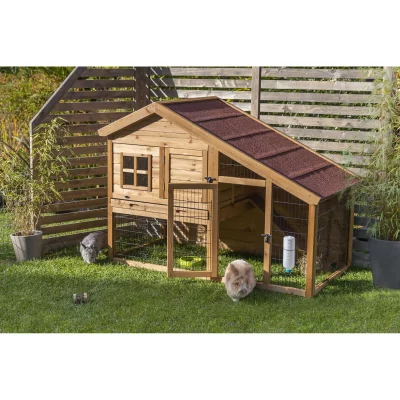 TRIXIE Clapier avec enclos  Natura Luxus S - L 151 x l 80 x H 107 cm