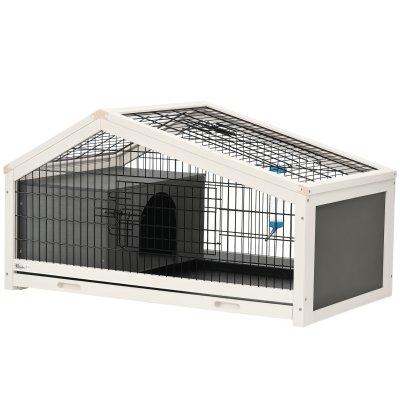 PAWHUT Clapier cage &agrave; lapin acier no 90x53x50cm Gris