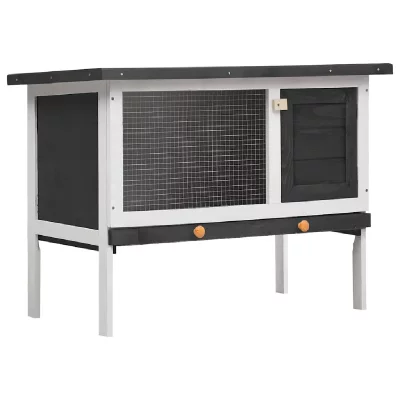 VIDAXL Clapier d'ext&eacute;rieur 1 niveau Gris Bois  Gris