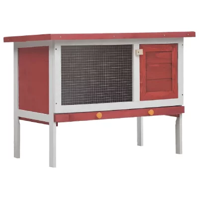 VIDAXL Clapier d'ext&eacute;rieur 1 niveau Rouge Bois  - Rouge