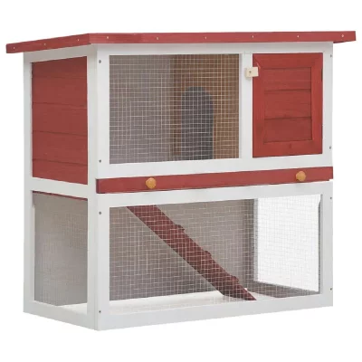 VIDAXL Clapier d'ext&eacute;rieur 1 porte Rouge Bois  Rouge