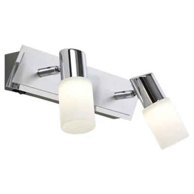 TRIO Clapton Spot 2 Spot Led Chrome Et Verre Blanc L36 cm  Lighting