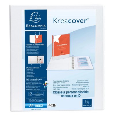 EXACOMPTA Classeur 2 anneaux en d 40mm remborde 3 pochettes exterieures krea cover - a4 maxi  51823e