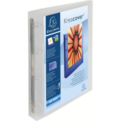 EXACOMPTA Classeur 4 anneaux 15mm polypropyl&egrave;ne chromaline 5/10e Krea Cover - A4 Bleu transparent