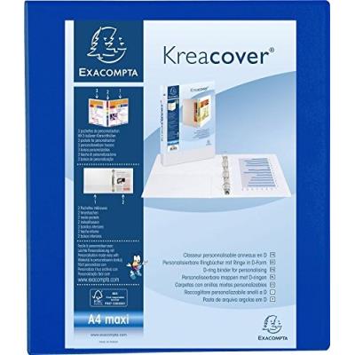 EXACOMPTA Classeur 4 Anneaux A4 Maxi Kreacover Diam&egrave;tre Anneaux 15mm - Bleu