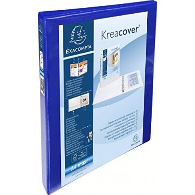 EXACOMPTA Classeur 4 Anneaux A4 Maxi Kreacover Diam&egrave;tre Anneaux 20 Mm - Bleu