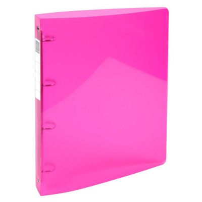 EXACOMPTA Classeur 4 anneaux  Iderama - polypro souple 7/10 brillant - dos 4 cm - rose