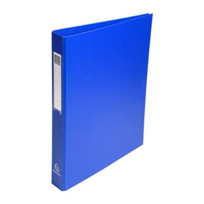 EXACOMPTA Classeur 4 Anneaux Polypropylene D25mm Bleu + Porte Etiquette