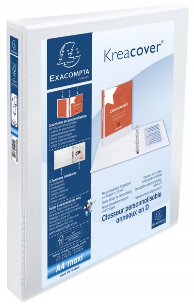 EXACOMPTA Classeur En Polypropyl&egrave;ne Personnalisable A4 Maxi Blanc