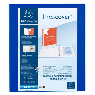 EXACOMPTA Classeur  personnalisable PEVA Kreacover 4 annx en D 32x26,8cm Dos 42mm Noir