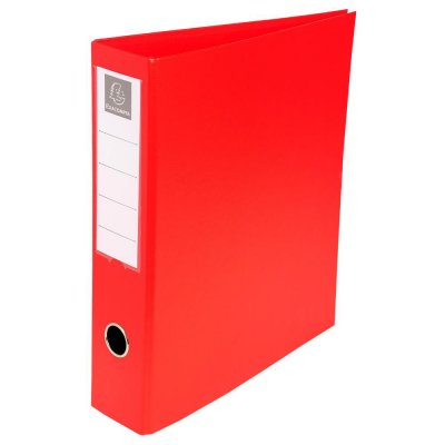EXACOMPTA Classeur  pvc 4 anneaux - dos 50mm + porte &eacute;tiquette - rouge