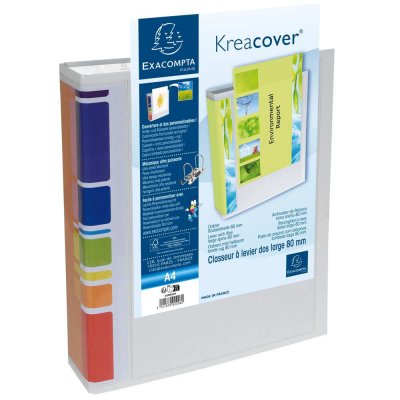 EXACOMPTA Classeur personnalisable a levier A4+ - dos 70 mm - couleur blanc