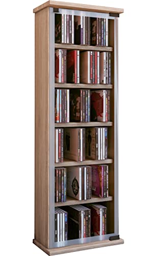 VCM Classic tour rangement biblioth&egrave;que CD-DVD 150 CD ch&ecirc;ne