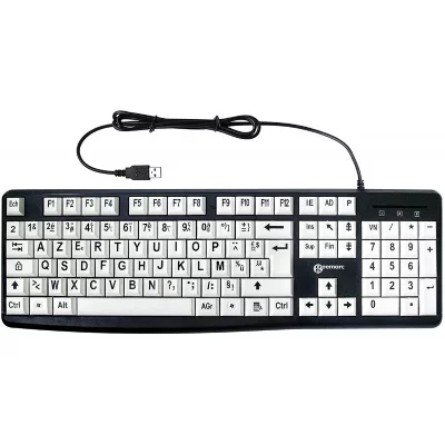 GEEMARC Clavier Confort Visuel &Eacute;criture Noire Touches Blanches