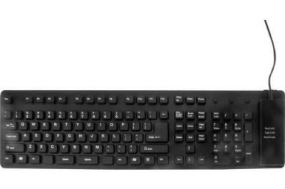 CUC Clavier en silicone souple et &eacute;tanche combo USB/PS2 noir