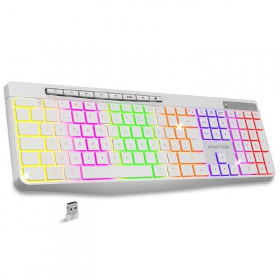 ADVANCE Clavier PC  R TYPE Blanc Sans fil/RGB/Batterie/IPX4/Win et Mac 