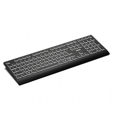 PORT DESIGNS Clavier r&eacute;tro&eacute;clair&eacute; rechargeable USB-C Bluetooth sans fil Azerty  Noir