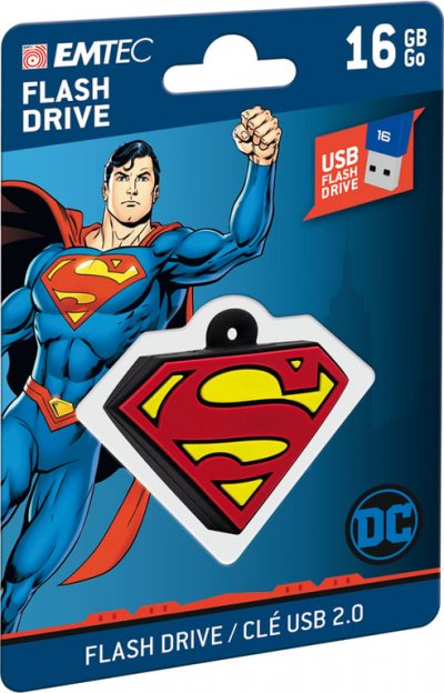 EMTEC Cl&eacute; USB 2.0  16 Go Collector Superman Rouge et jaune 